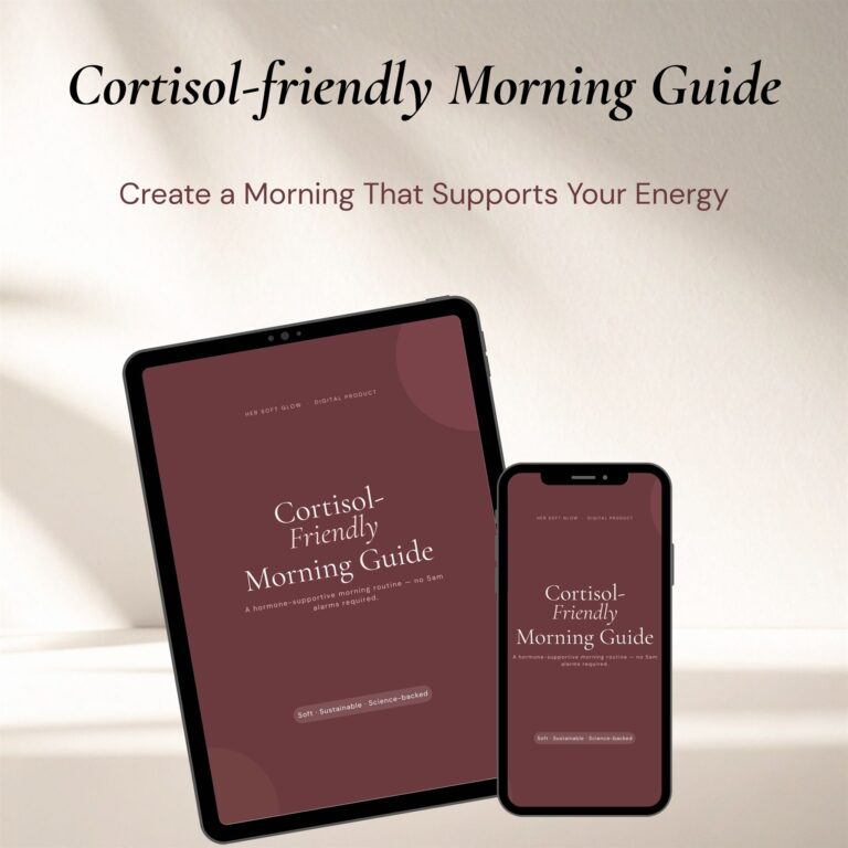 Cortisol-Friendly Morning Guide mockup on tablet and phone