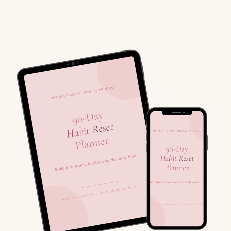 90-Day Habit Reset Planner mockup on tablet and phone