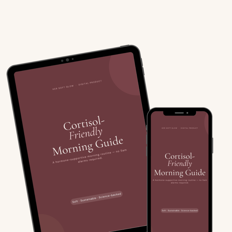 Cortisol-Friendly Morning Guide mockup on tablet and phone