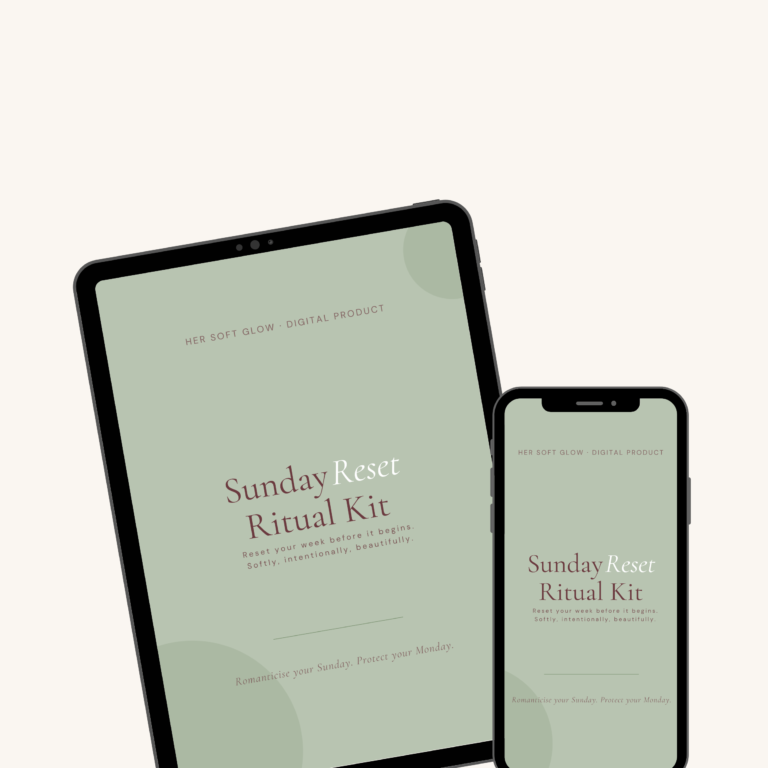 Sunday Reset Ritual Kit mockup on tablet and phone
